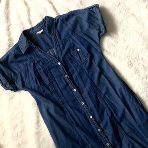 Denim Buttons Short Dress with pockets